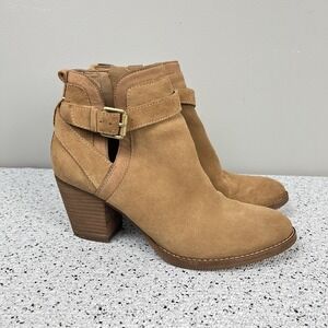 Sam Edelman Maurine Ankle Boots Womens‎ 7.5M Tan Suede Leather Heeled